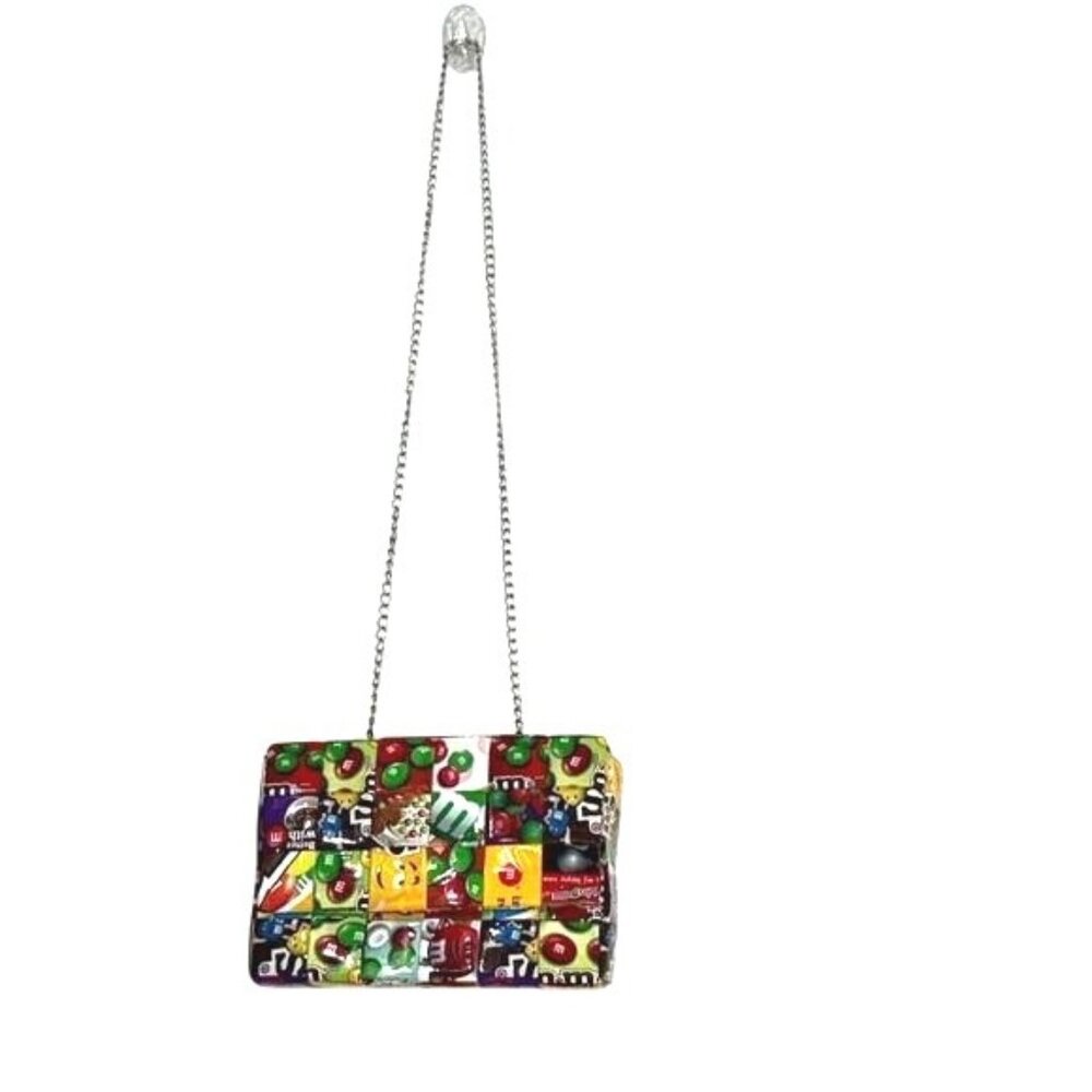 Handmade M&Ms Candy Wrapper Crossbody Bag With Chain Strap